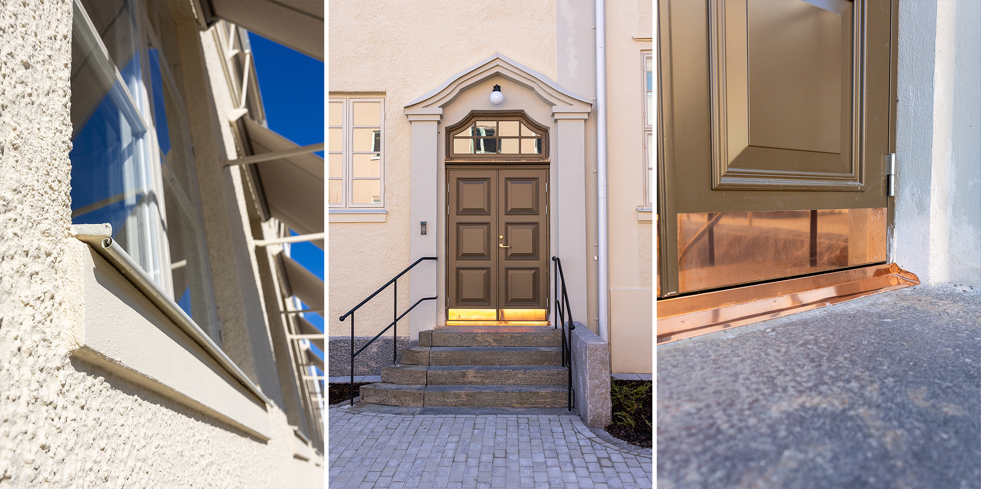 Detaljer i mässing på Alingsås nya kommunhus